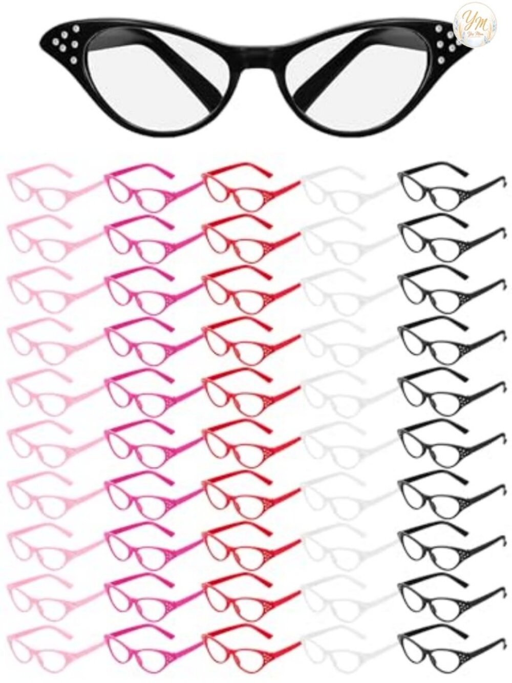 50s Cat Eye Glasses Costume Eyewear for Sock Hop Parties Bulk Set